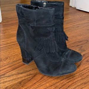 BCBGirls suede fringe booties
